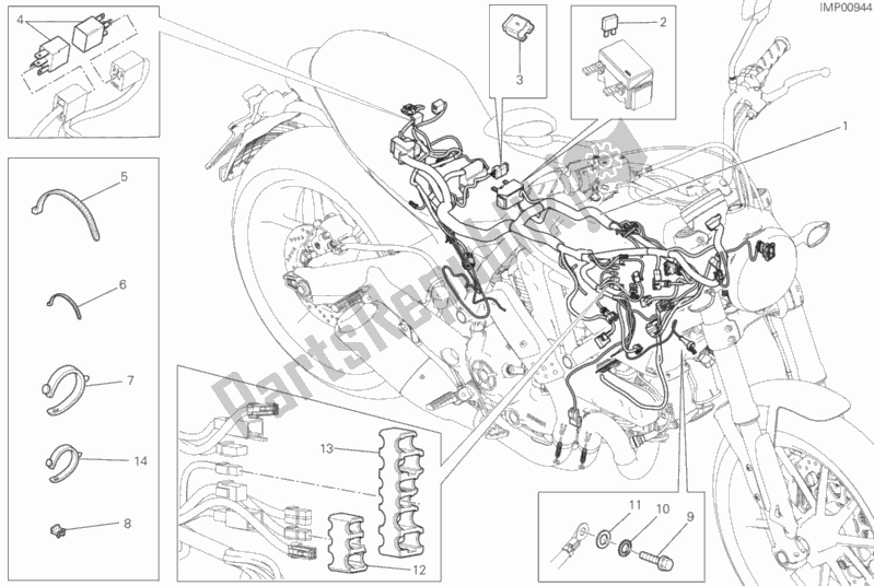 Tutte le parti per il Cablaggio Elettrico del Ducati Scrambler Icon Thailand USA 803 2016
